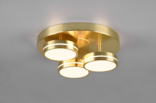 Immagine di Plafoniera Soffitto 3 Dischi Led Franklin Ottone Satinato Trio Lighting