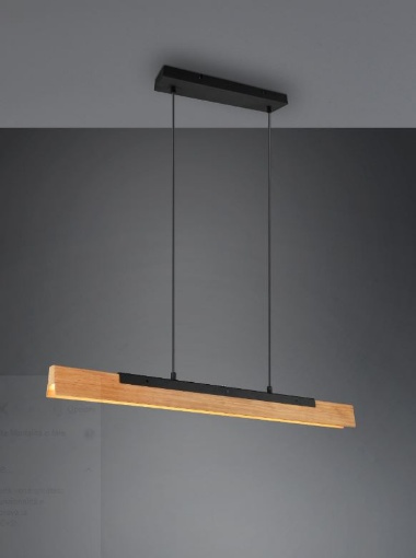 Immagine di Sospensione Lineare Bacchetta Legno Naturale Led Touch Dimmer Kerala Trio Lighting