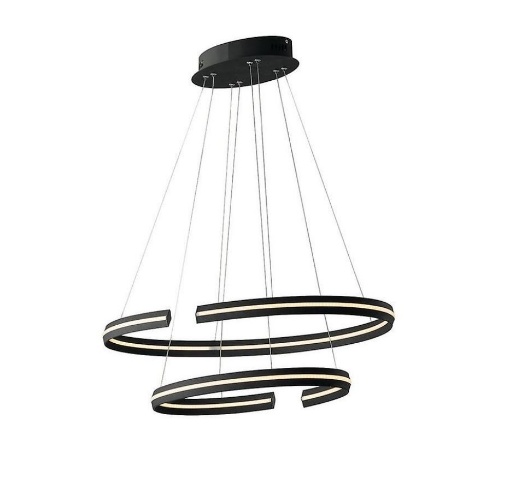 Immagine di Lampadario Salotto Moderno Led 60w Doppio Anello Ovale Nero