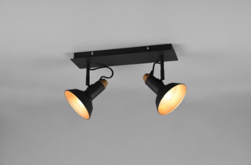 Immagine di Lampada 2 Faretti Spot Orientabili Design Industrial Roxie Nero e Oro Trio Lighting