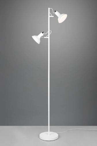 Immagine di Piantana Design Industrial 2 Spot Calotte Orientabili Roxie Bianco Trio Lighting