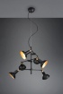 Immagine di Sospensione Industrial 6 Faretti Spot Orientabili Roxie Nero e Oro Trio Lighting