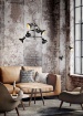 Immagine di Sospensione Industrial 6 Faretti Spot Orientabili Roxie Nero e Oro Trio Lighting