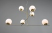 Immagine di Sospensione 6 Sfere Vetro Bianco Pure Bracci Girevoli Ottone Trio Lighting