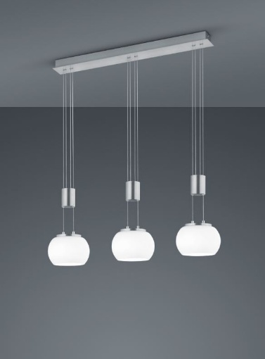 Immagine di Sospensione 3 Led In Linea Sfere Schiacciate Vetro Bianco Madison Trio Lighting