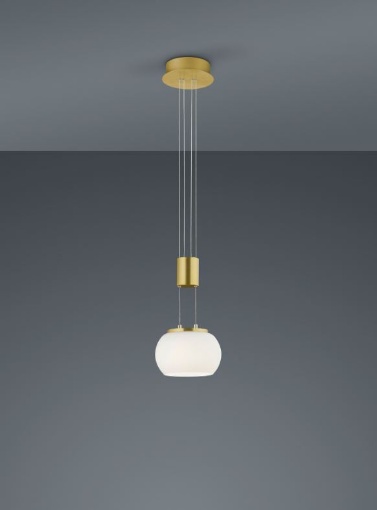 Immagine di Lampada Led Singola Paralume Vetro Bianco Madison Ottone Trio Lighting