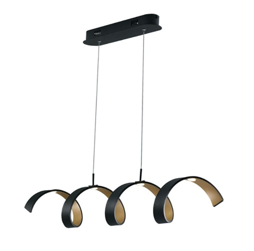 Immagine di Lampadario Moderno Salotto Led Spirale Nero Oro 20w