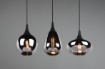 Immagine di Sospensione Isola Cucina 3 Paralumi Vetro Fumé Diverse Forme Lumina Trio Lighting