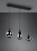 Immagine di Sospensione Isola Cucina 3 Paralumi Vetro Fumé Diverse Forme Lumina Trio Lighting