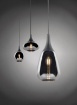 Immagine di Sospensione Isola Cucina 3 Paralumi Vetro Fumé Diverse Forme Lumina Trio Lighting