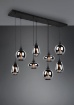 Immagine di Grande Lampadario Soggiorno Moderno 8 Paralumi Vetro Fumé Diverse Forme Lumina Trio Lighting