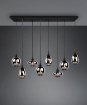 Immagine di Grande Lampadario Soggiorno Moderno 8 Paralumi Vetro Fumé Diverse Forme Lumina Trio Lighting