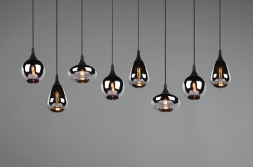 Grande Lampadario Soggiorno Moderno 8 Paralumi Vetro Fumé Diverse