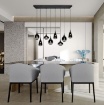 Immagine di Grande Lampadario Soggiorno Moderno 8 Paralumi Vetro Fumé Diverse Forme Lumina Trio Lighting