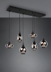 Immagine di Lampadario Design 6 Paralumi Vetro Fumé Diverse Forme Lumina Trio Lighting