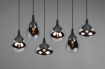 Immagine di Lampadario Design 6 Paralumi Vetro Fumé Diverse Forme Lumina Trio Lighting