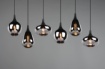 Immagine di Lampadario Design 6 Paralumi Vetro Fumé Diverse Forme Lumina Trio Lighting