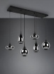 Immagine di Lampadario Design 6 Paralumi Vetro Fumé Diverse Forme Lumina Trio Lighting