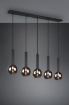 Immagine di Lampadario Lineare 5 Sospensioni per Isola 5 Sfere Vetro Fumé Clayton Trio Lighting