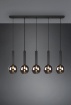 Immagine di Lampadario Lineare 5 Sospensioni per Isola 5 Sfere Vetro Fumé Clayton Trio Lighting