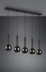 Immagine di Lampadario Lineare 5 Sospensioni per Isola 5 Sfere Vetro Fumé Clayton Trio Lighting