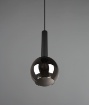 Immagine di Sospensione Singola Nera con Paralume Sferico Vetro Fumé E27 Clayton Trio Lighting