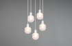 Immagine di Sospensione Moderna 5 Paralumi E14 Vetro Bianco Mela Trio Lighting