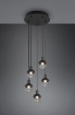 Immagine di Lampada Sospensione Rotonda Moderna 5 Paralumi E14 Vetro Nero Mela Trio Lighting