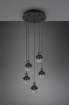 Immagine di Lampada Sospensione Rotonda Moderna 5 Paralumi E14 Vetro Nero Mela Trio Lighting