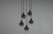 Immagine di Lampada Sospensione Rotonda Moderna 5 Paralumi E14 Vetro Nero Mela Trio Lighting