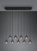 Immagine di Lampadario Lineare Moderno 9 Luci E14 Vetro Nero Mela Trio Lighting