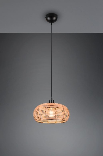 Immagine di Lampada a Sospensione Paralume Cesta Reticolato Rattan Inga Ø29 cm Trio Lighting