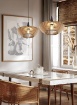 Immagine di Lampada a Sospensione Rotonda Listelli Legno Naturale Colino Trio Lighting