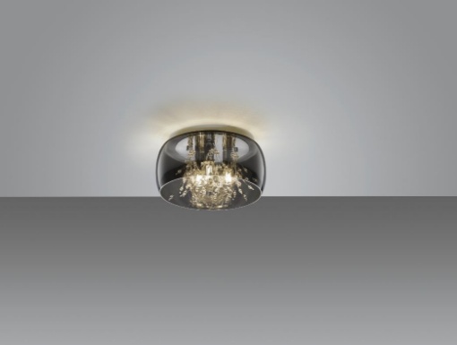 Immagine di Plafoniera Paralume Vetro Fumé Decori Effetto Cristallo Crystel Trio Lighting