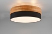 Immagine di Grande Plafoniera Bordo Legno Naturale e Paralume Tessuto Nero Seasons Trio Lighting