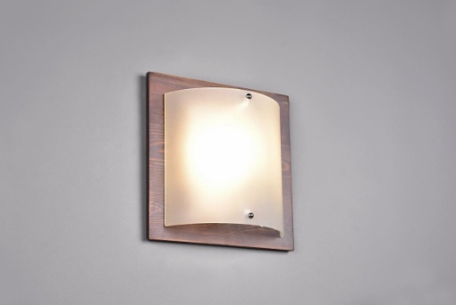 Immagine di Applique Base Legno Anticato Paralume Vetro Bianco Pali Trio Lighting