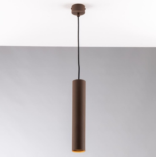 Immagine di Sospensione Penisola Cucina Cilindro 30 cm Corten Led GU10