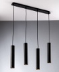 Immagine di Lampadario Da Tavolo 4 Luci Led GU10 Cilindri Metallo Nero