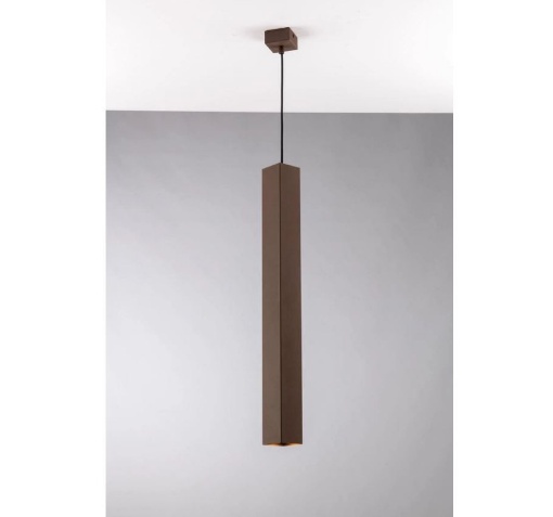 Immagine di Sospensione Penisola Cucina Quadrata Corten GU10 Led 60 cm