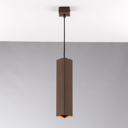 Immagine di Sospensione Penisola Cucina Quadrata 30 cm Corten GU10 Led