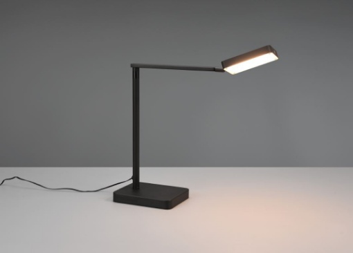 Lampada Led da Scrivania Pavia Nero con Spot Orientabile Flessibile e Touch  Dimmer Trio Lighting