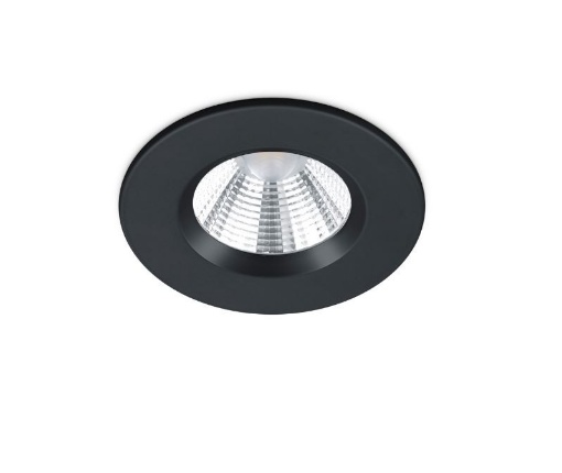 Immagine di Faretto Led Rotondo Da Incasso 85 mm 3000k Zenia Nero Da Bagno IP65 Trio Lighting