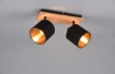 Immagine di Faretto Tommy Base Legno con 2 Spot Orientabili Nero e Oro Trio Lighting