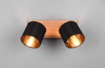 Immagine di Faretto Tommy Base Legno con 2 Spot Orientabili Nero e Oro Trio Lighting