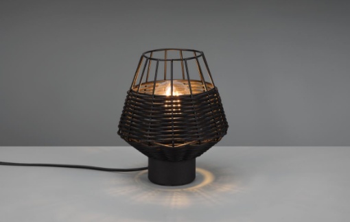 Immagine di Lumetto in Reticolato Fibra Naturale Nera Borka Trio Lighting