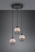 Immagine di Lampada a Sospensione 3 Paralumi Reticolato Fibra Finitura Naturale Borka Trio Lighting