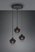 Immagine di Sospensione 3 Luci con Paralumi Reticolato Fibra Naturale Nero Borka Trio Lighting