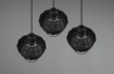 Immagine di Sospensione 3 Luci con Paralumi Reticolato Fibra Naturale Nero Borka Trio Lighting