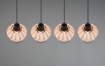 Immagine di Sospensione Lineare 4 Paralumi Reticolato Fibra Finitura Naturale Borka Trio Lighting