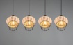 Immagine di Sospensione Lineare 4 Paralumi Reticolato Fibra Finitura Naturale Borka Trio Lighting